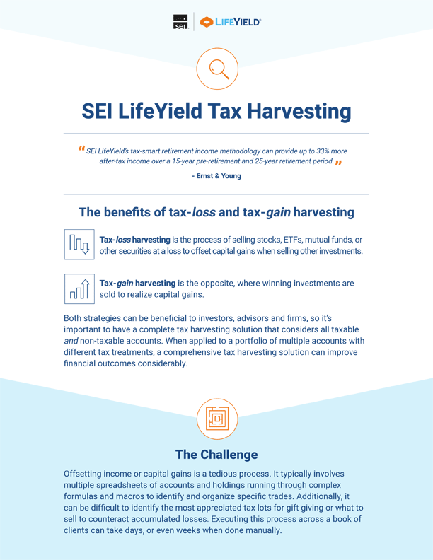 SEI Lifeyield tax harvesting one-pager