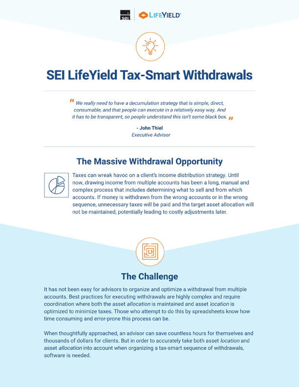 SEI Lifeyield tax smart withdrawals one-pager